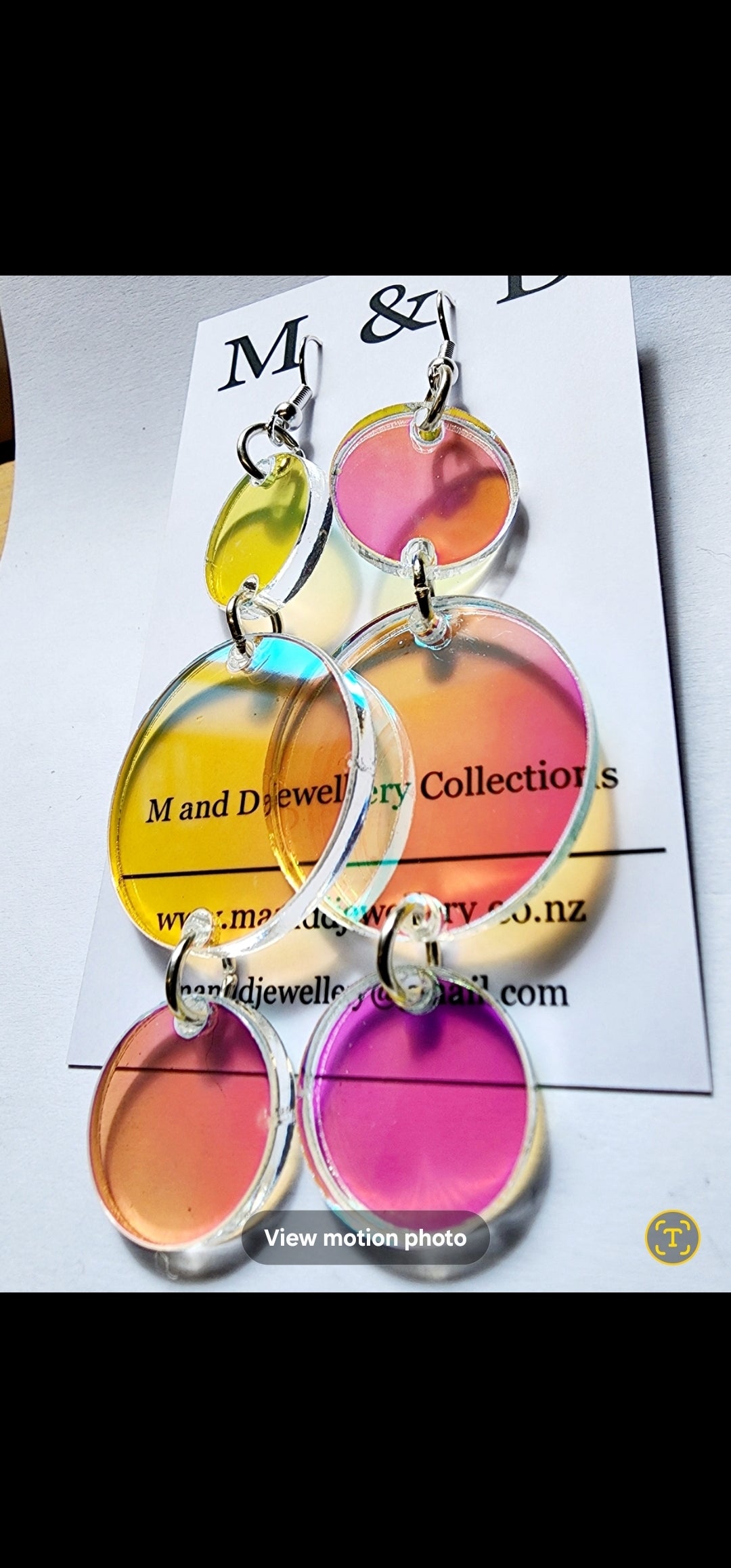 Iridescent Disc Trio Dangle Earrings