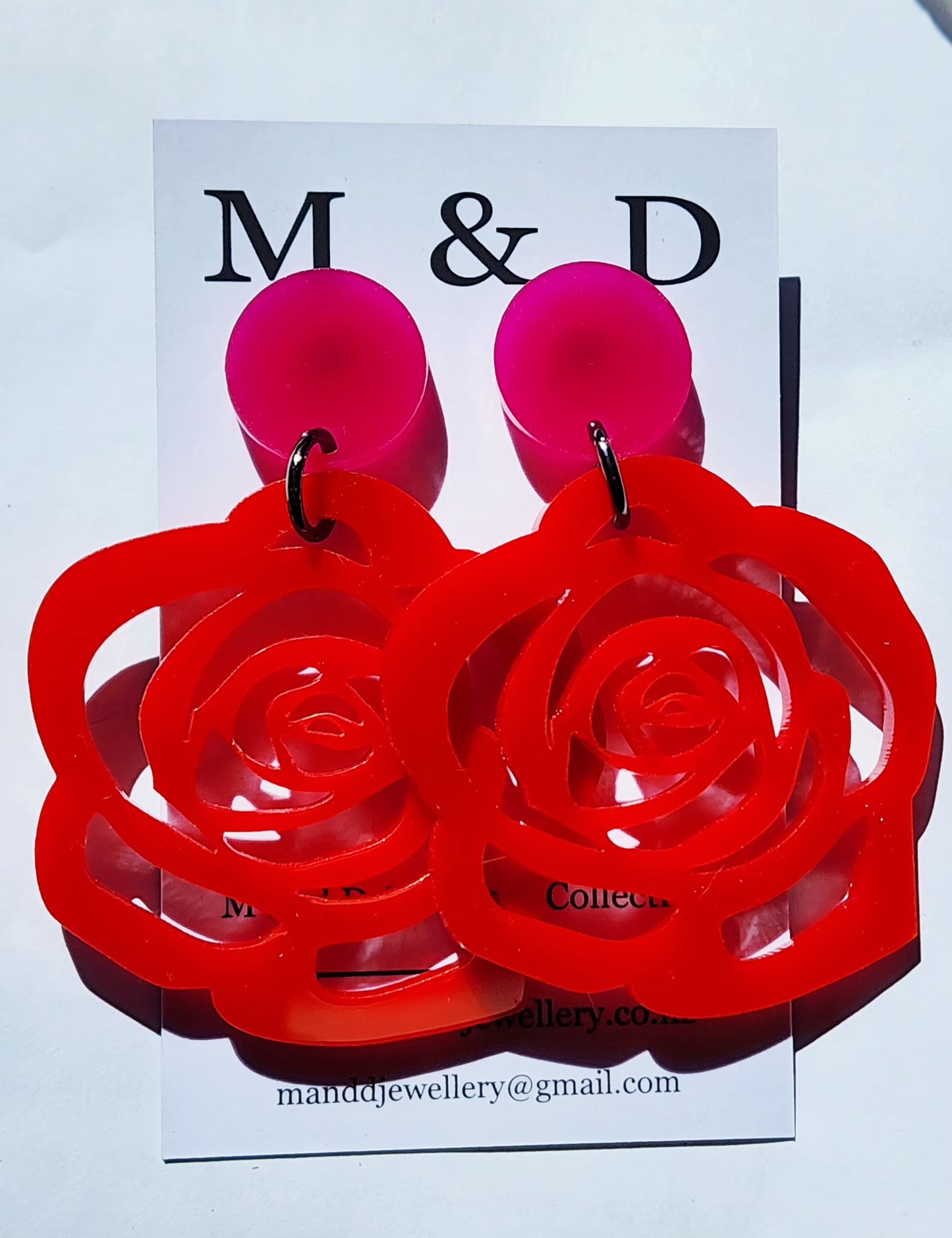 Rose Stud Dangle Earrings
