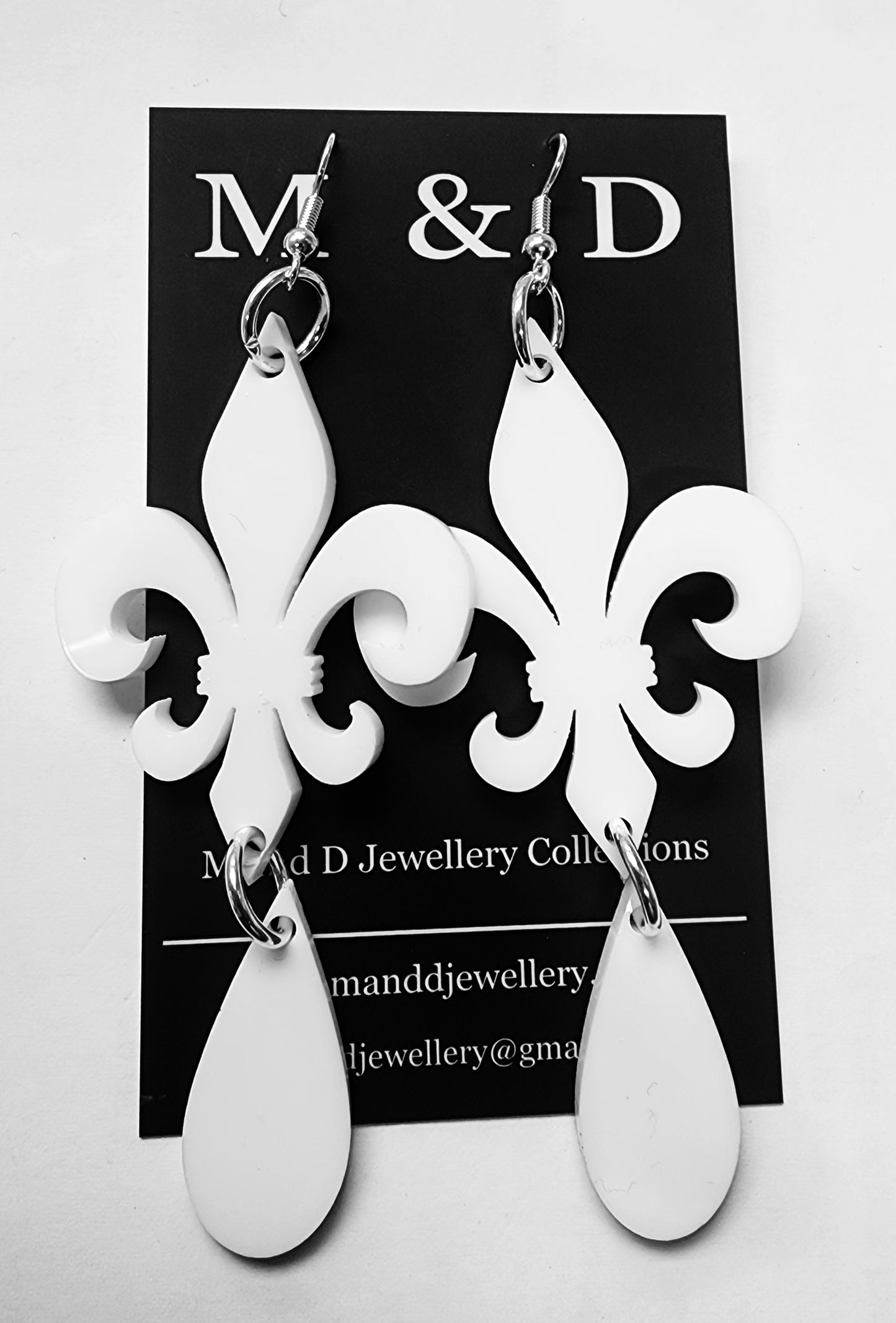 Fleur De Lis Dangle Earrings with Drop