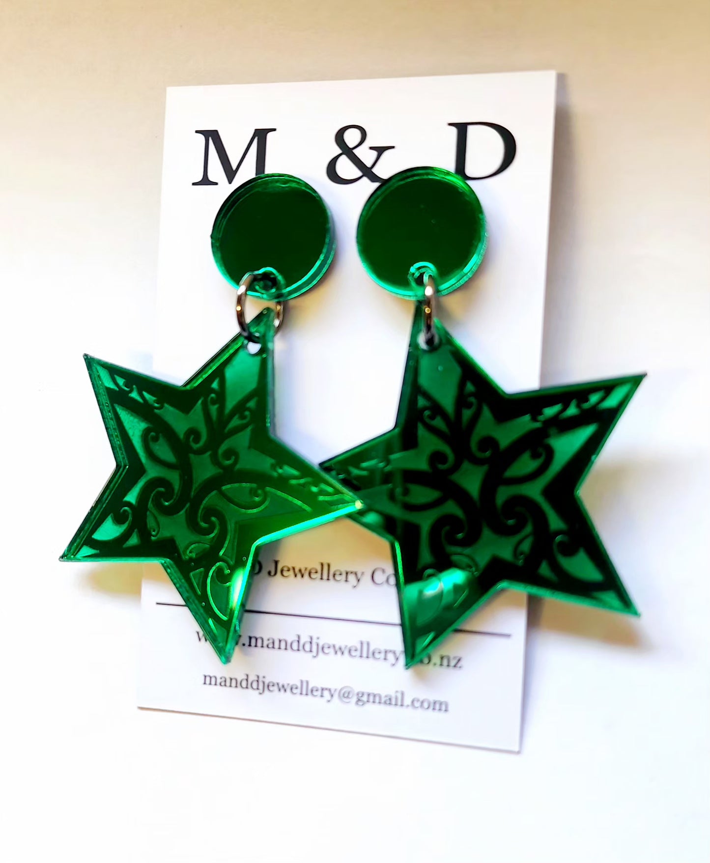 Star Earrings engraved With Maori Design Stud Dangles