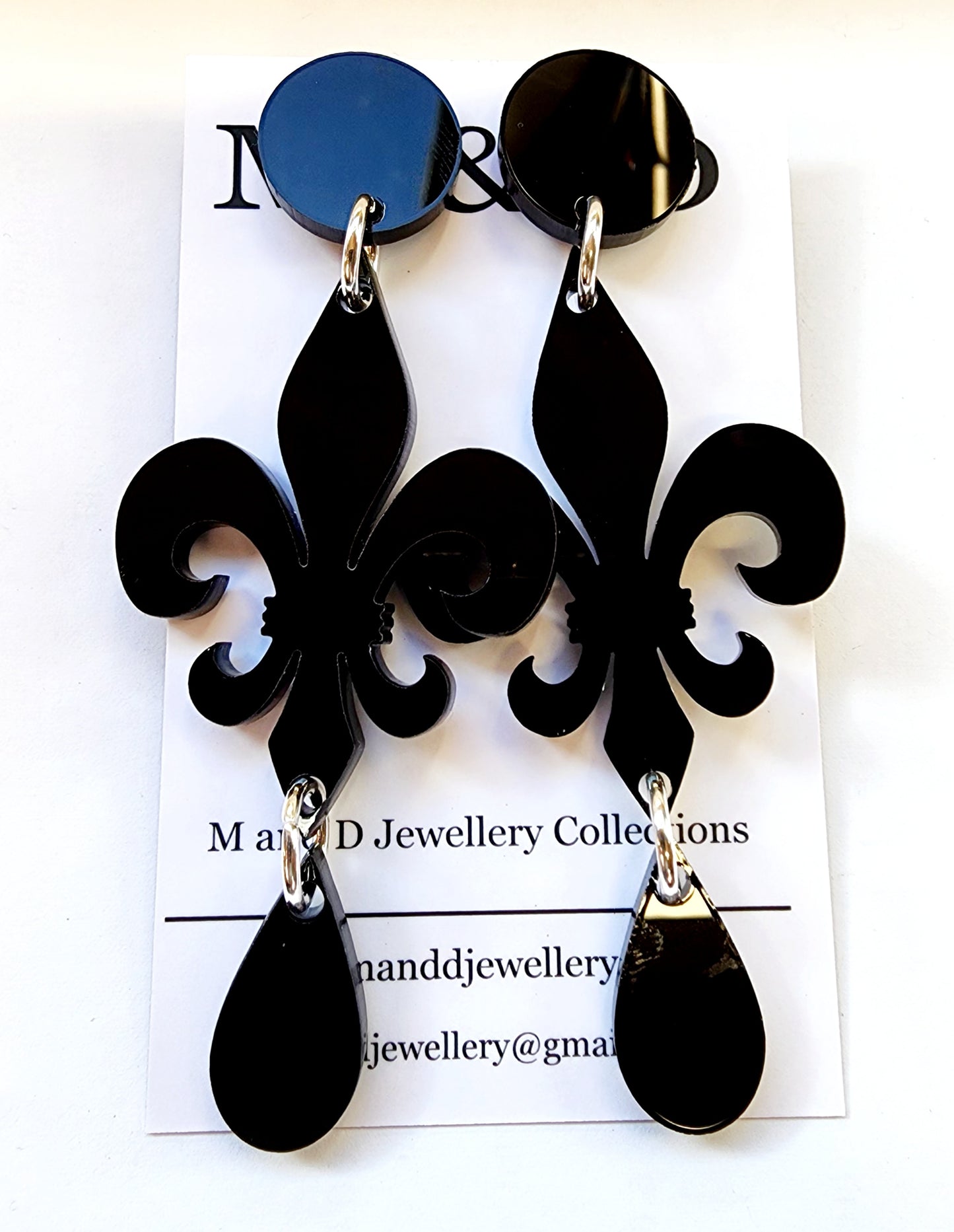 Fleur De Lis Dangle Earrings with Drop