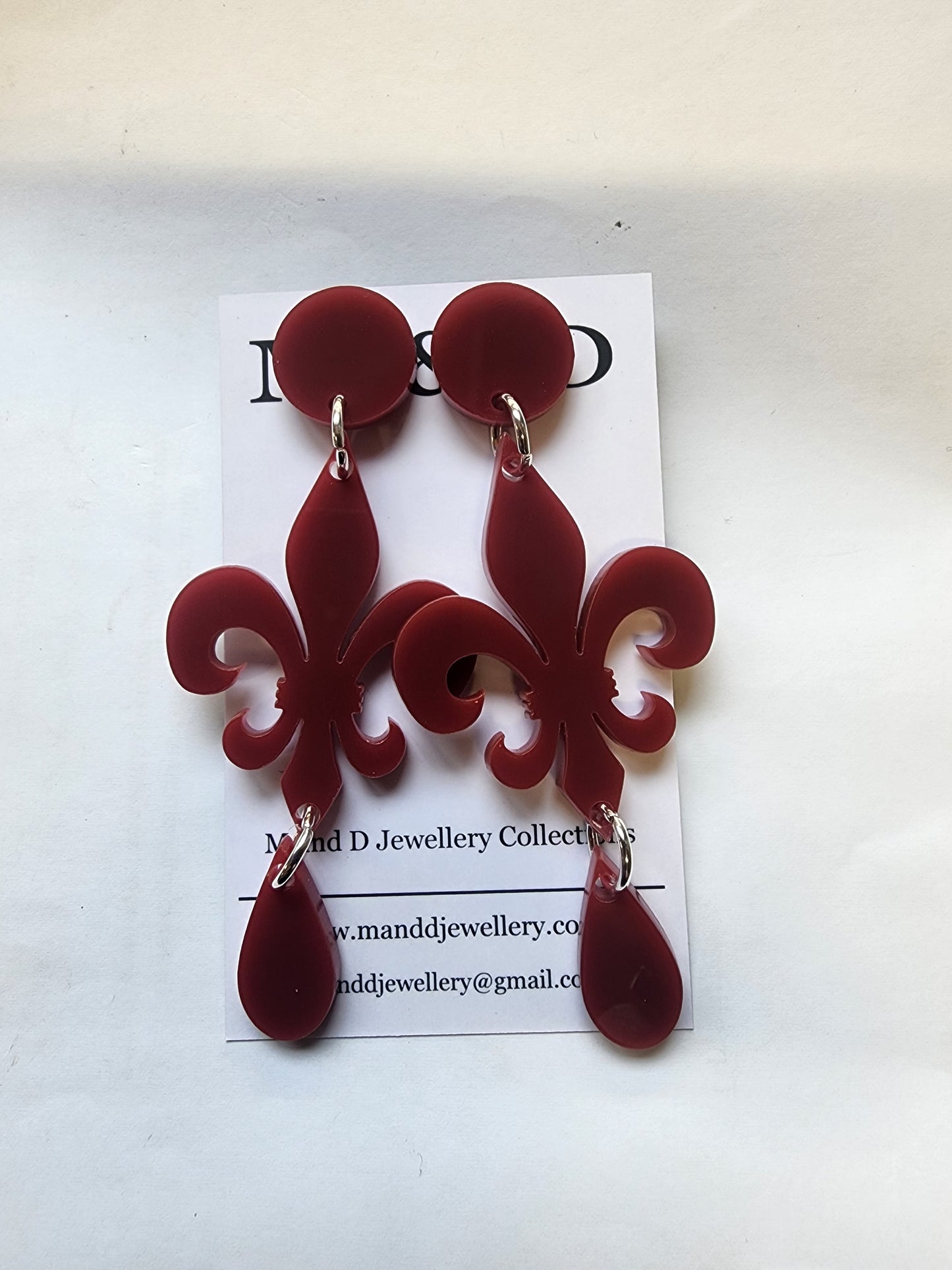 Fleur De Lis Dangle Earrings with Drop