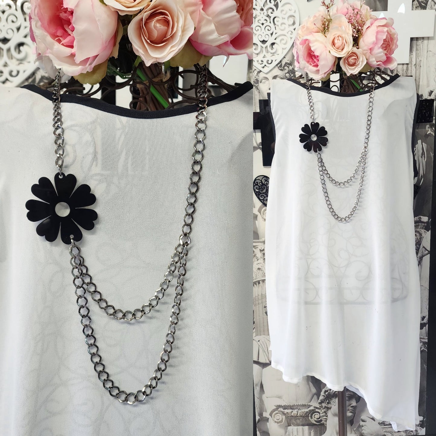 Chain Looped with Flower Feature Necklace