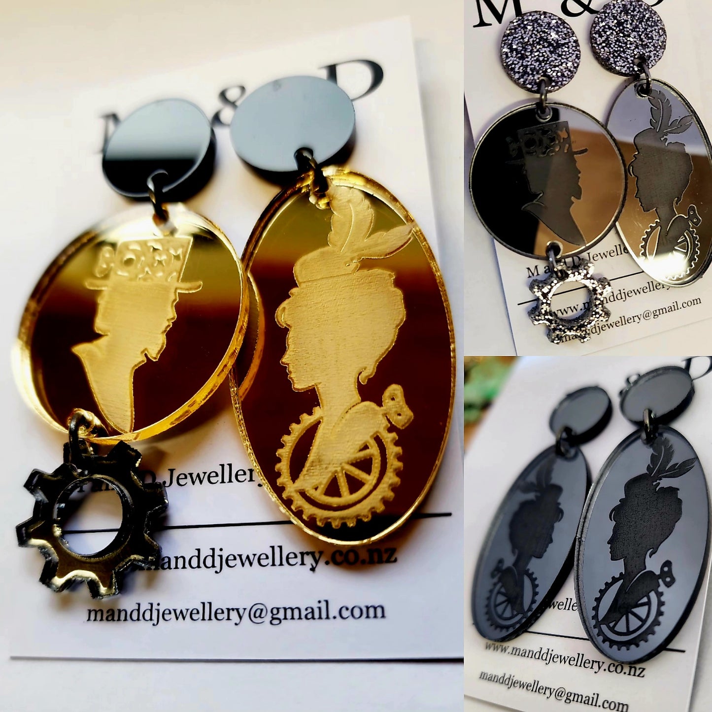 Steampunk Stud Dangles Clementine and Atticus