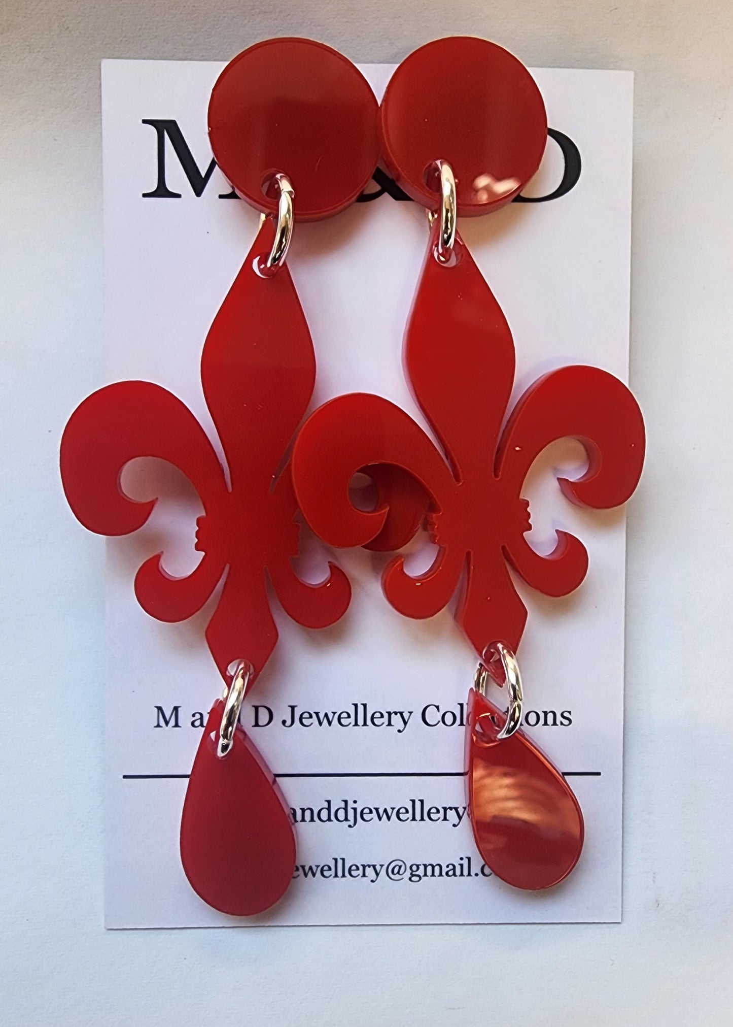 Fleur De Lis Dangle Earrings with Drop