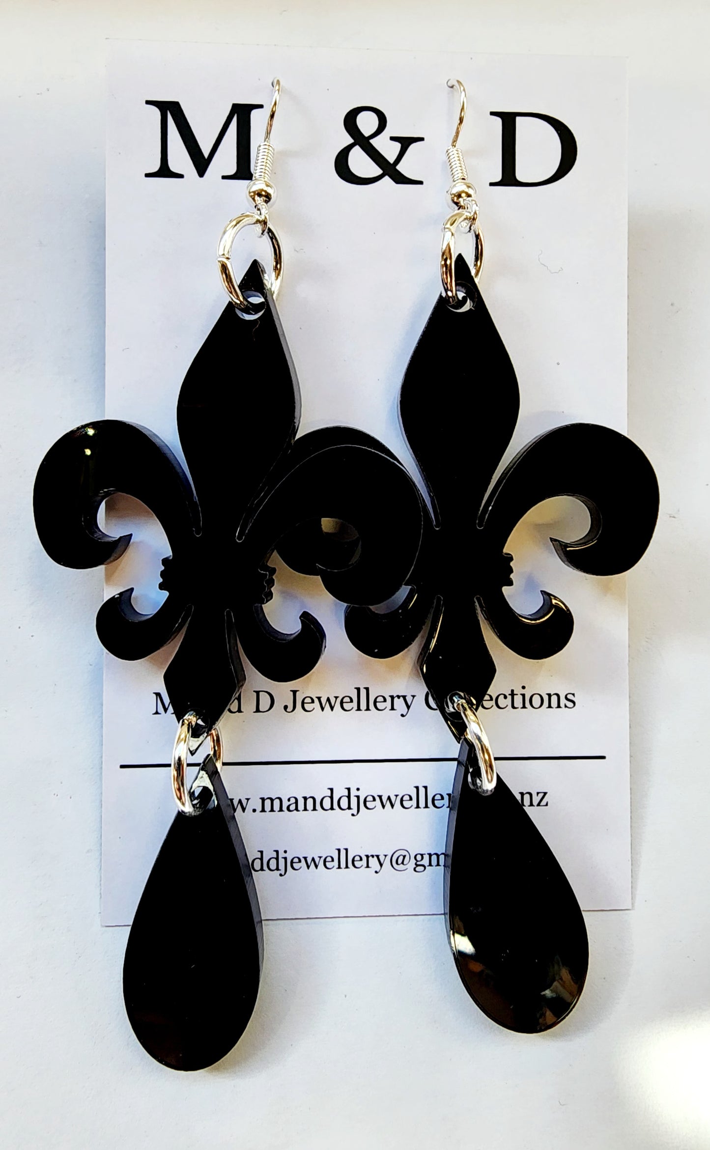 Fleur De Lis Dangle Earrings with Drop