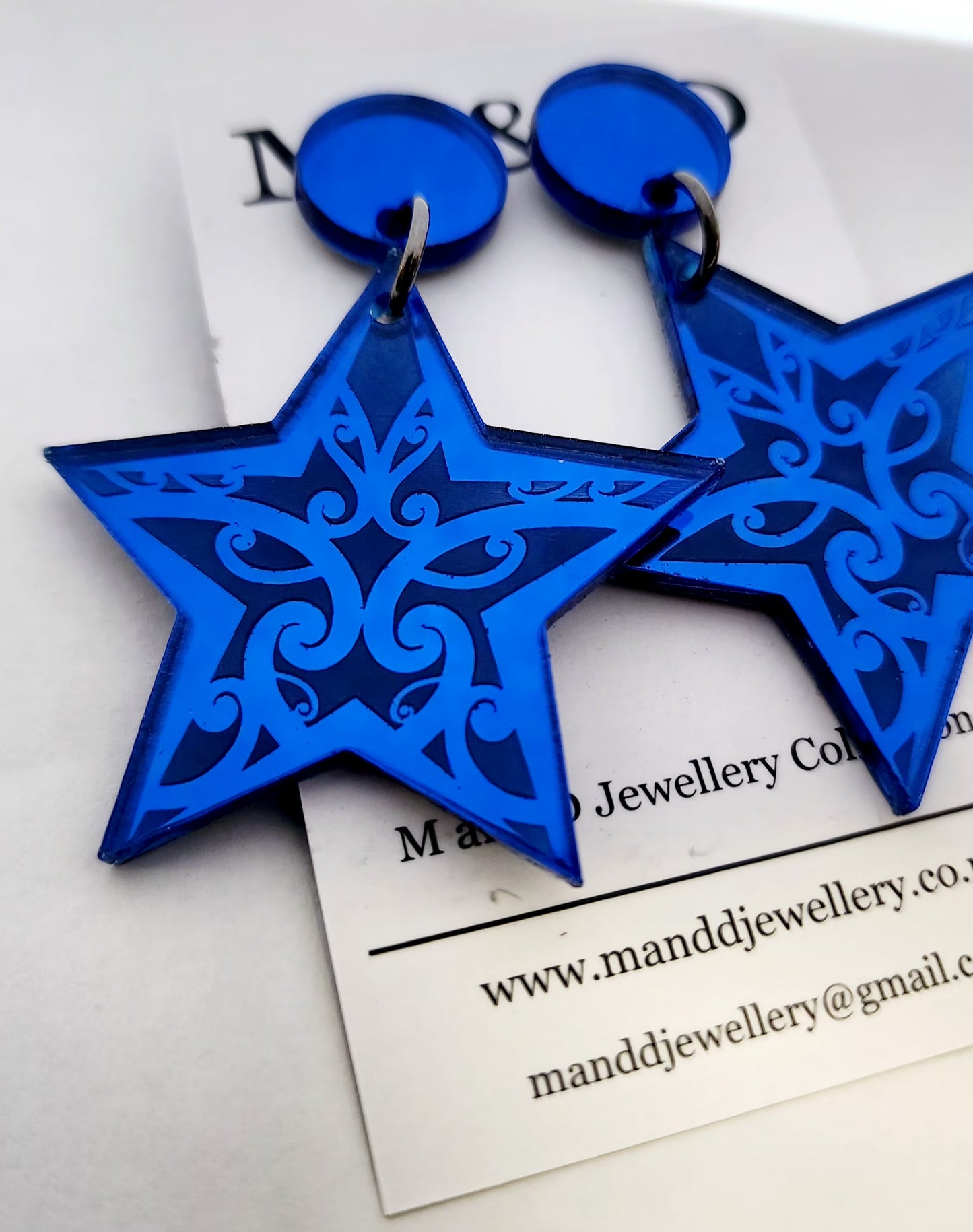 Star Earrings engraved With Maori Design Stud Dangles