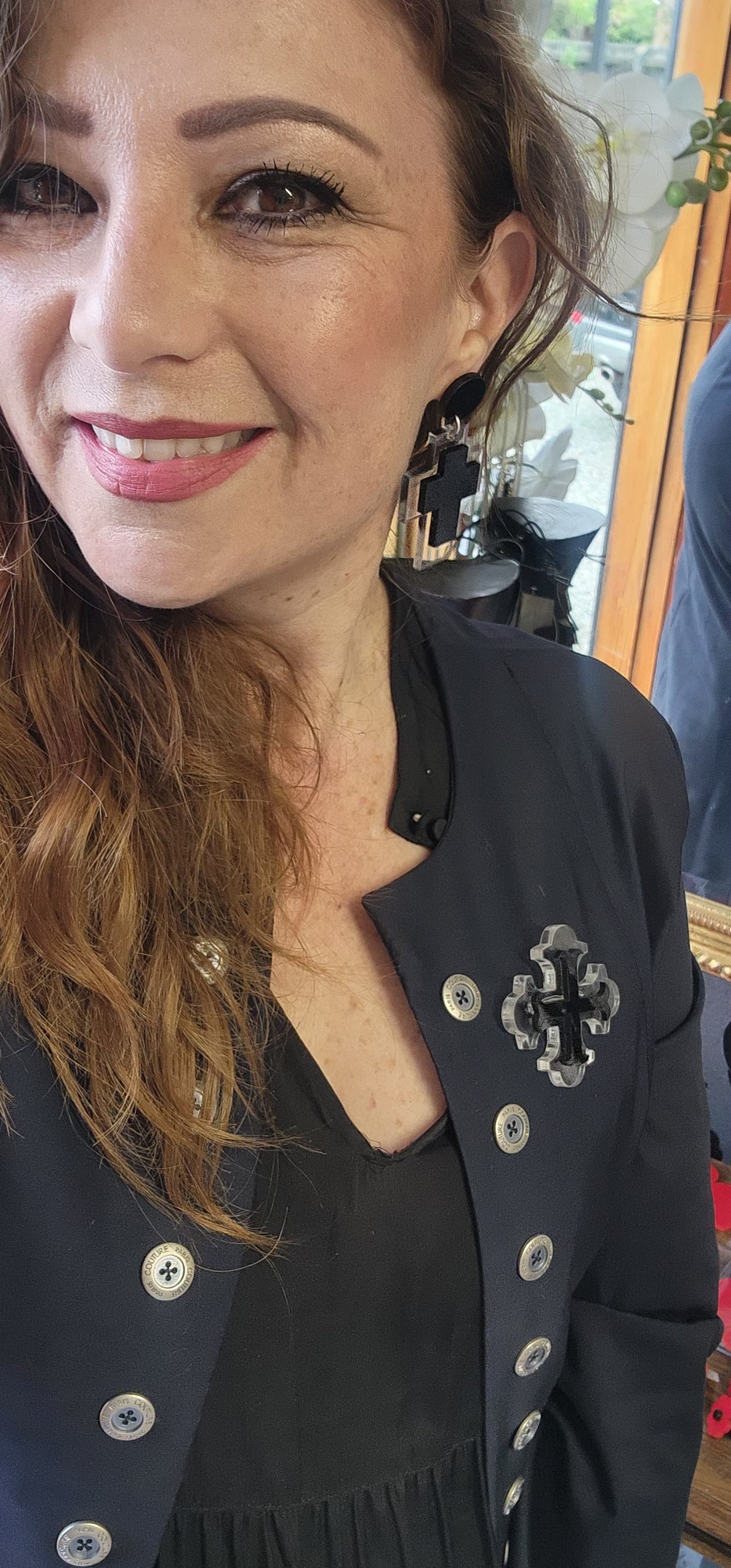 Cross Layered Stud Dangle Earrings