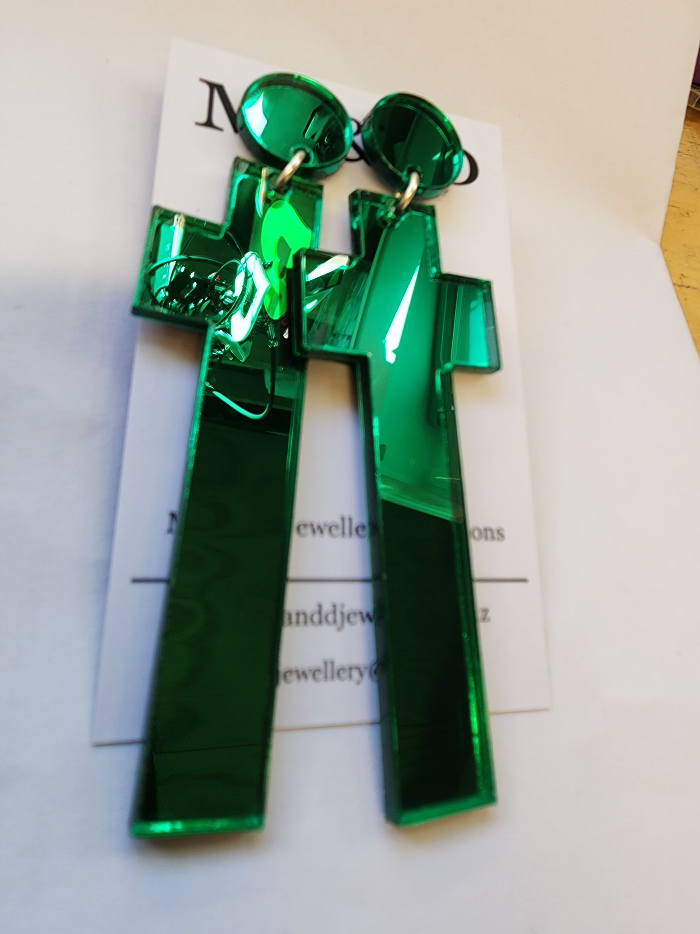Tall Cross Mirrored Stud Dangles