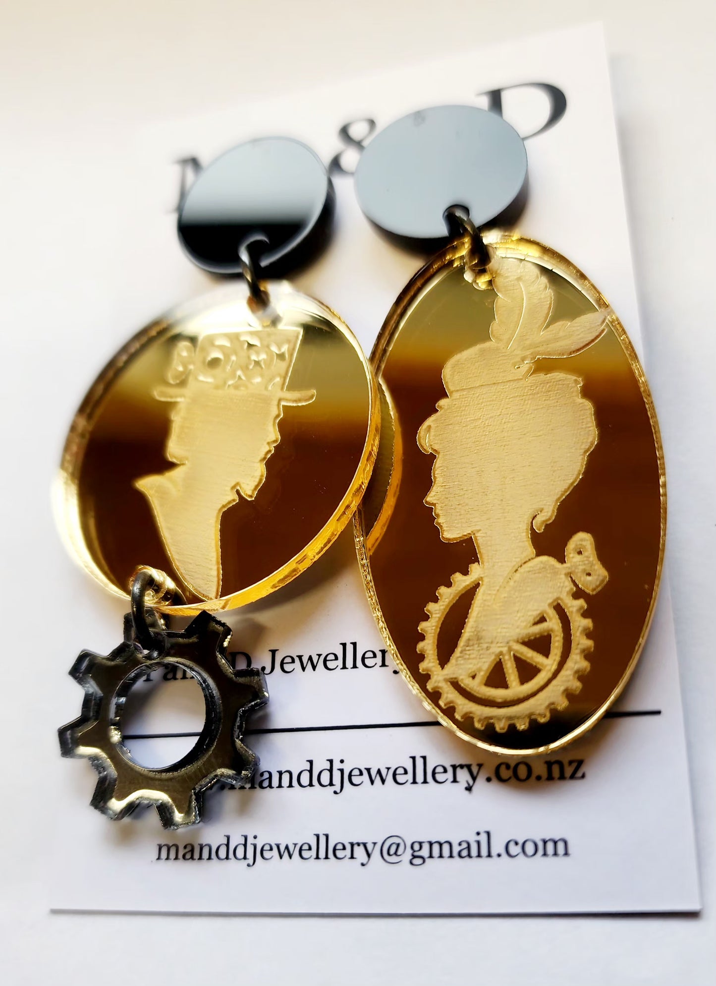 Steampunk Stud Dangles Clementine and Atticus