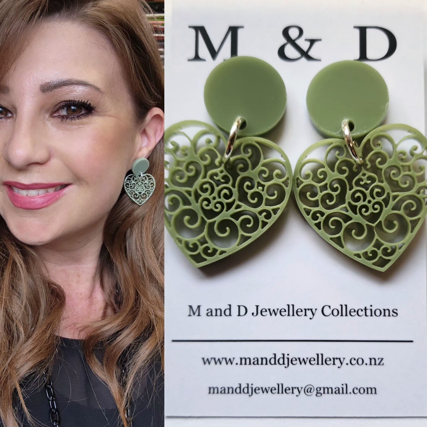 Filigree Heart Little Stud Dangles Earrings