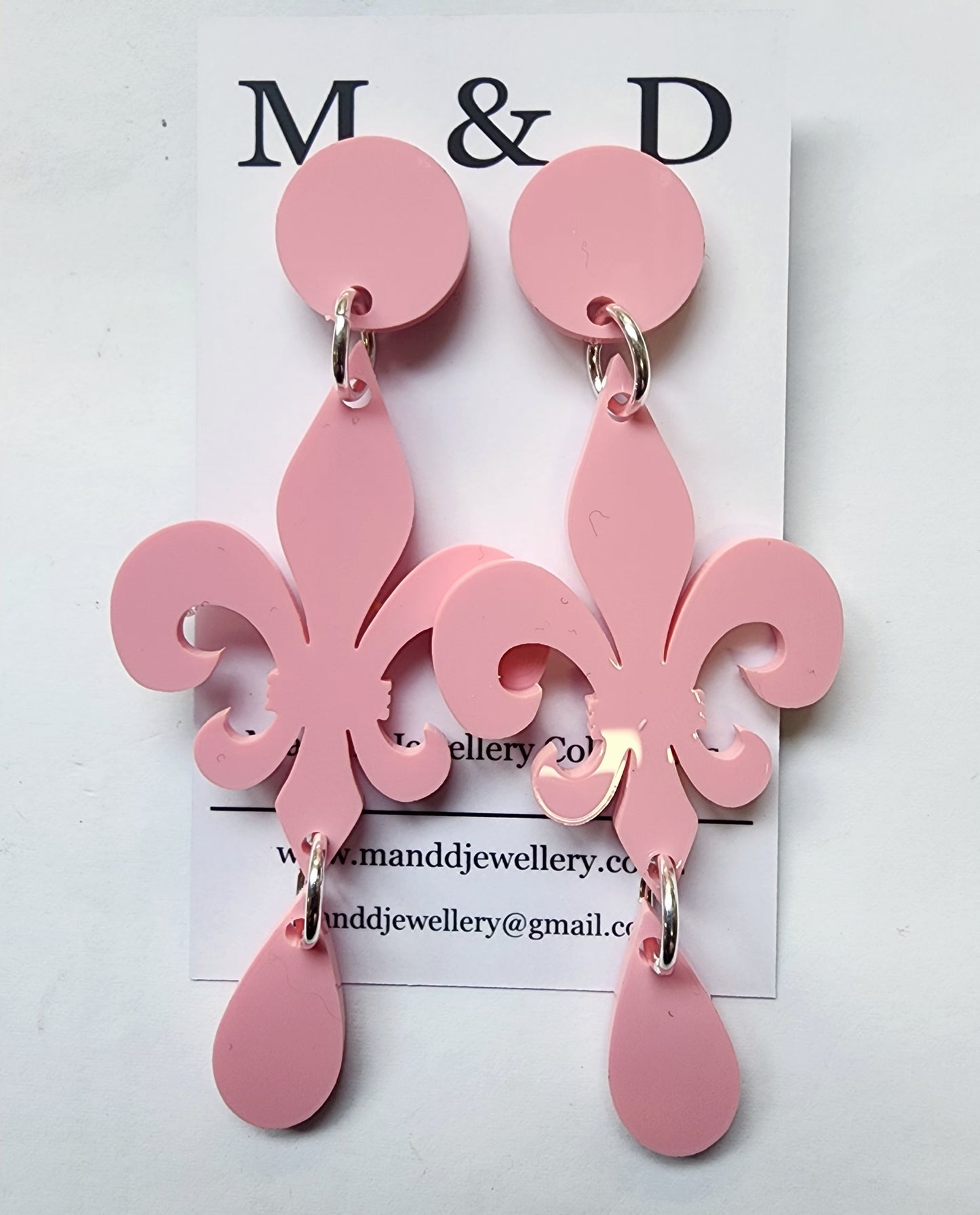 Fleur De Lis Dangle Earrings with Drop