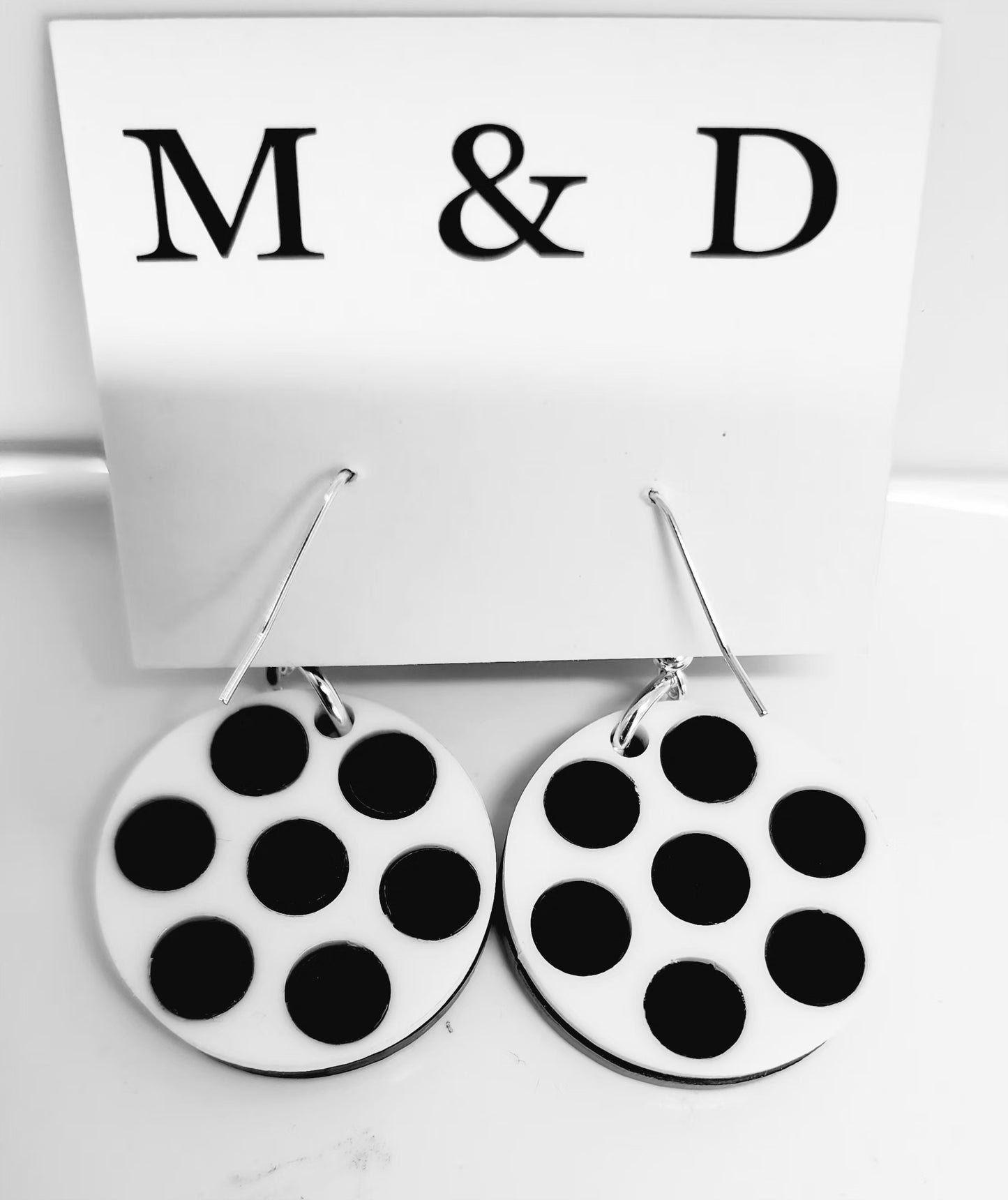Spotty Little Dangle Earrings Reversible Black White