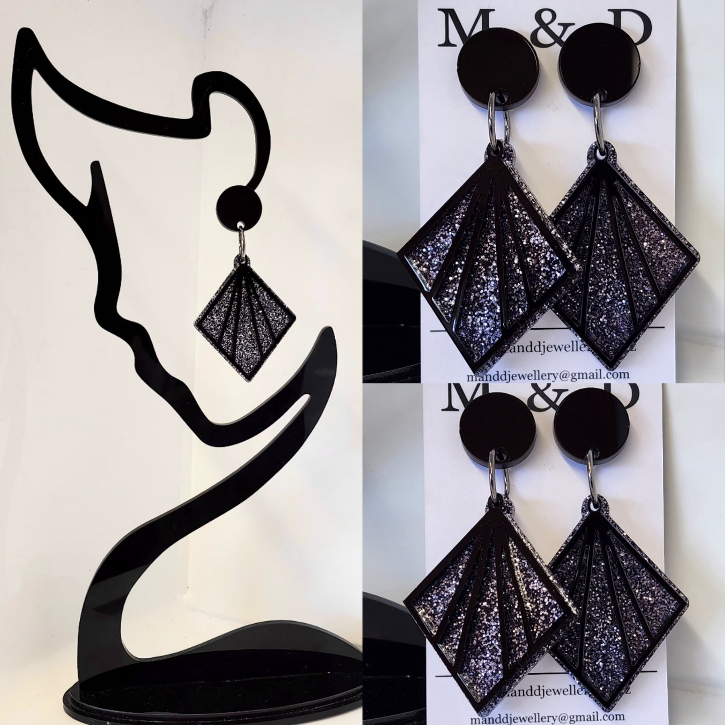 Deco Diamond Cube Stud Dangles