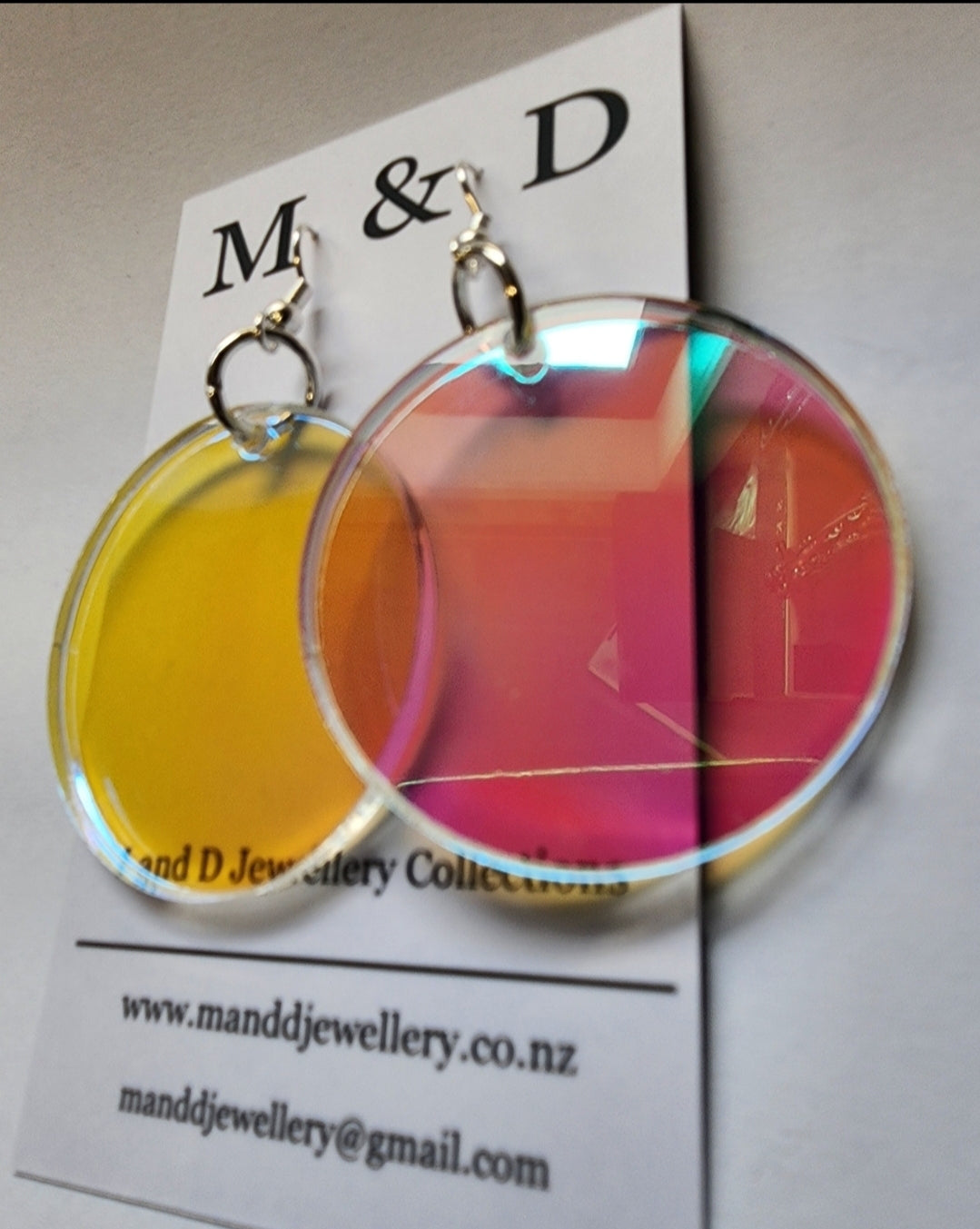 Iridescent Disc Dangles Earrings
