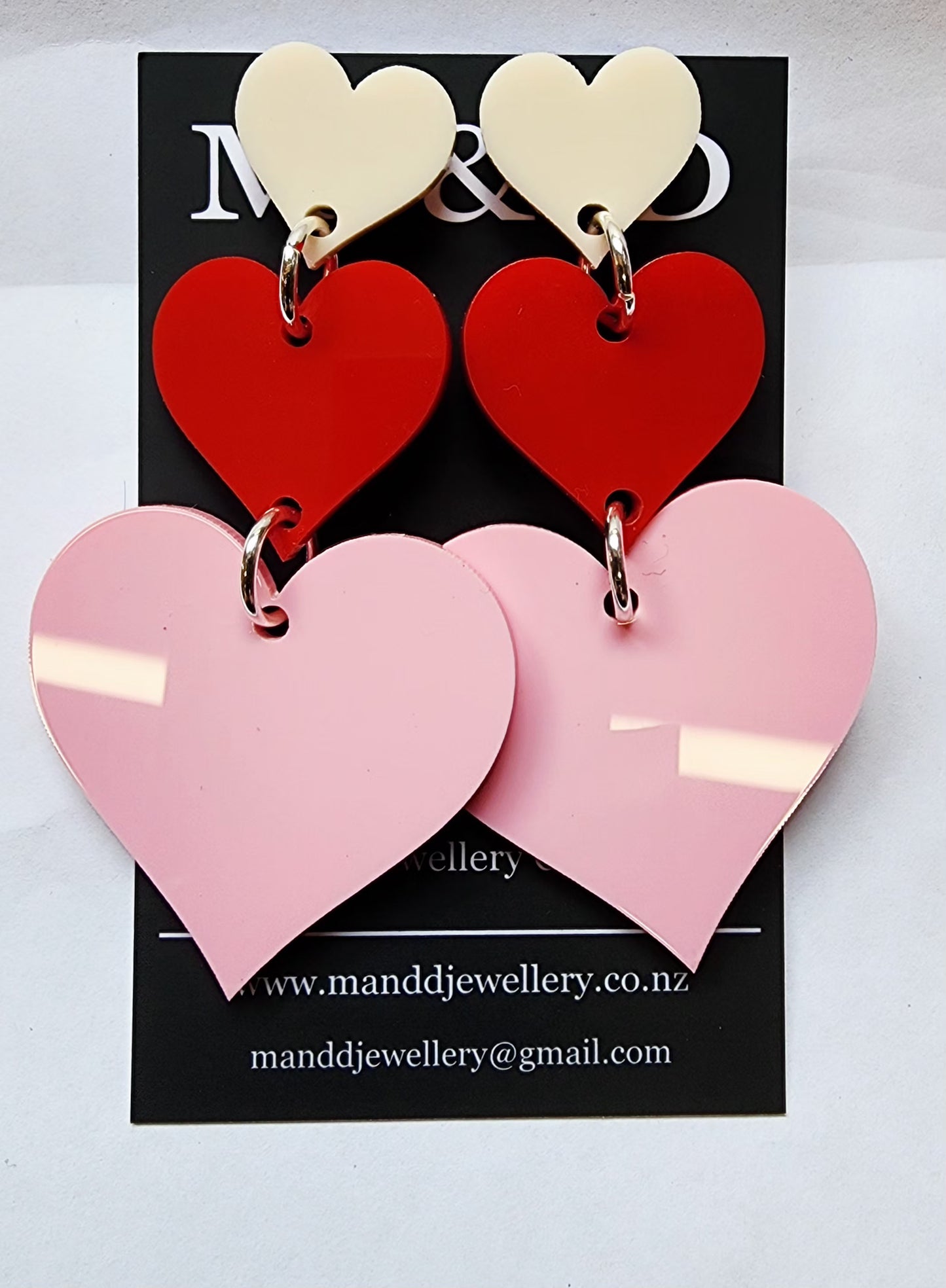 Heart Heart Trio Stud Dangles Earrings