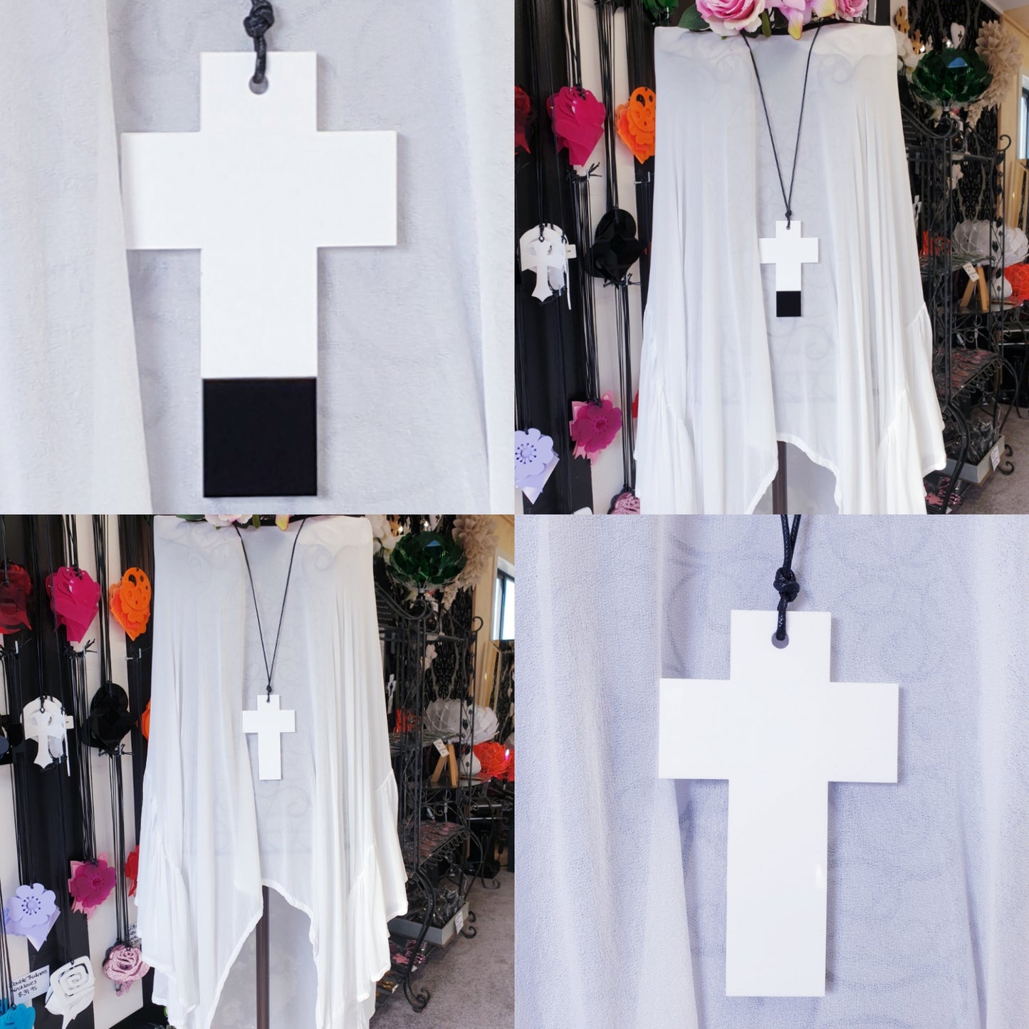 Spliced Tip Reversible Solid Cross Necklace