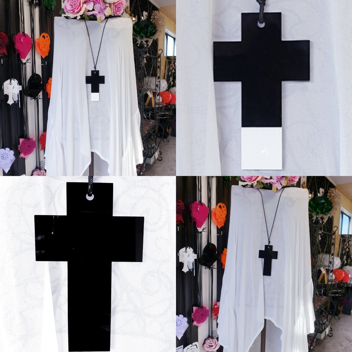 Spliced Tip Reversible Solid Cross Necklace