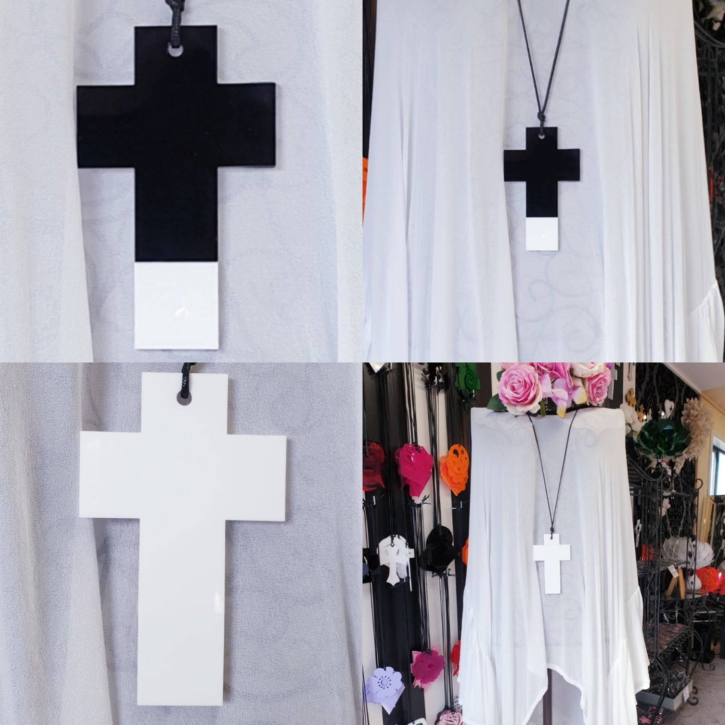 Spliced Tip Reversible Solid Cross Necklace