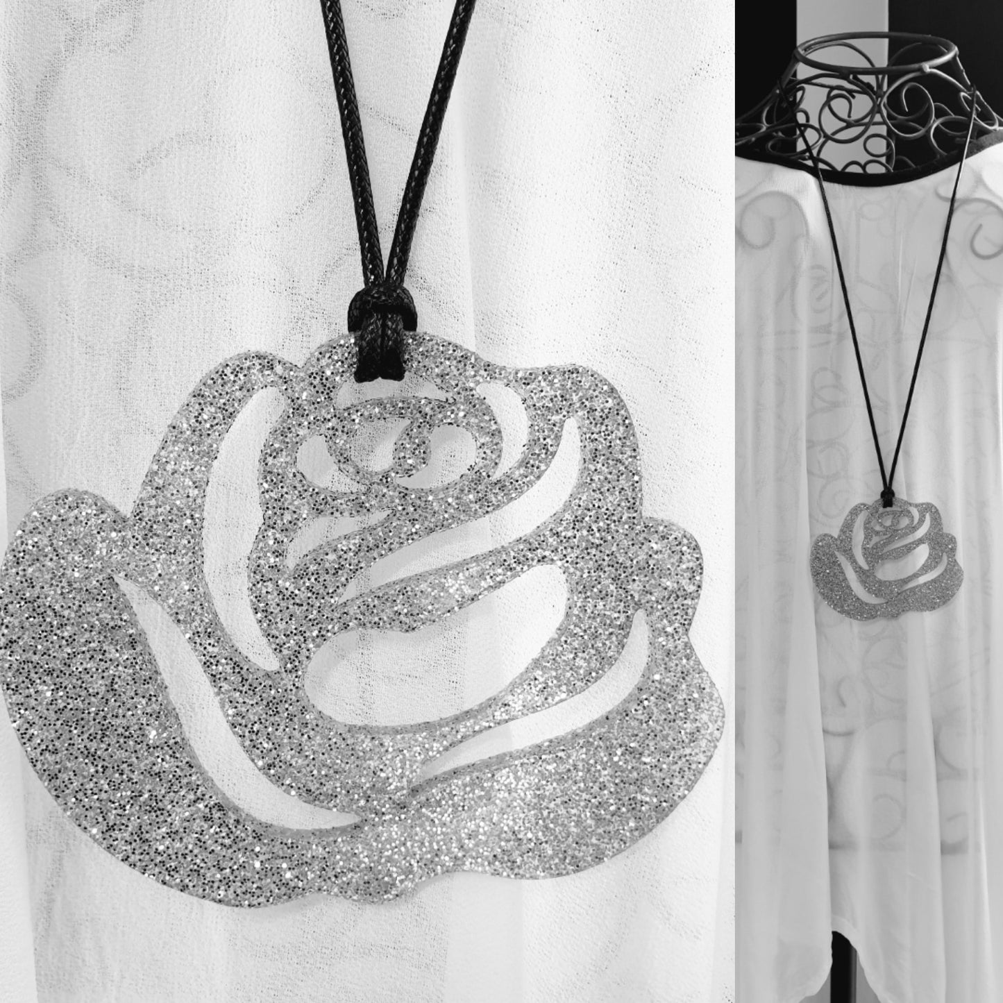 Glitter Rose Necklace