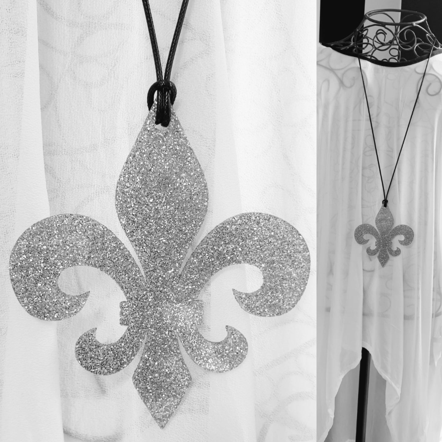 Fleur De Lis Glitter Necklace