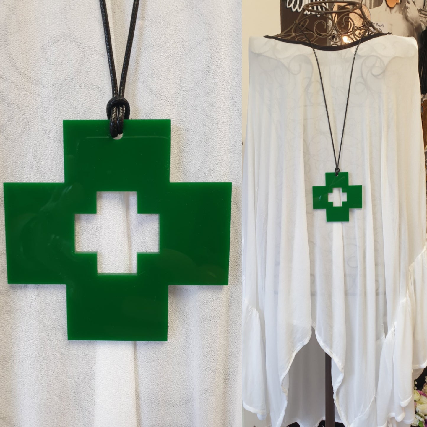 Square Cross with medium cross cutout Statement Necklaces