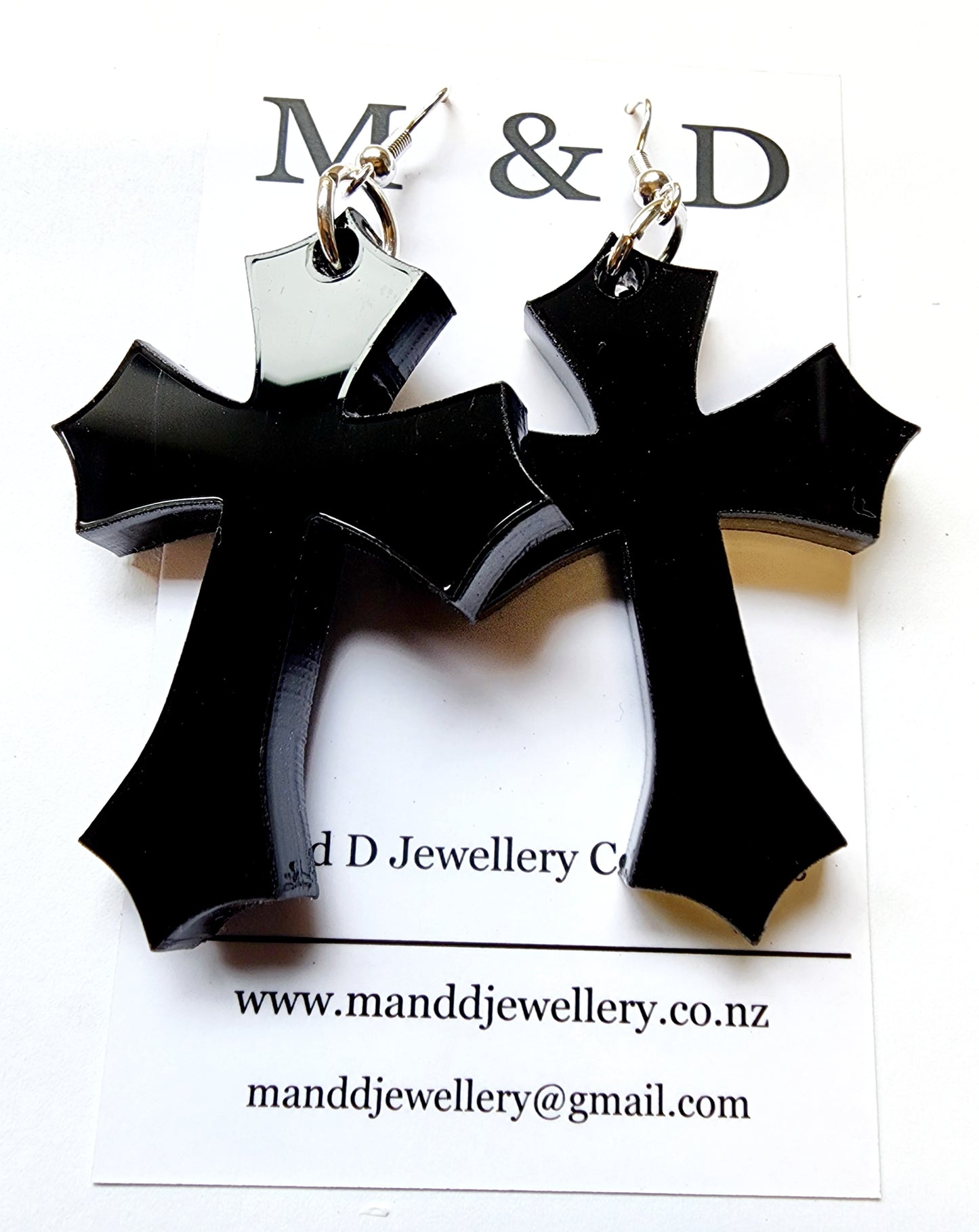 Diamond Point Cross 6mm Earrings