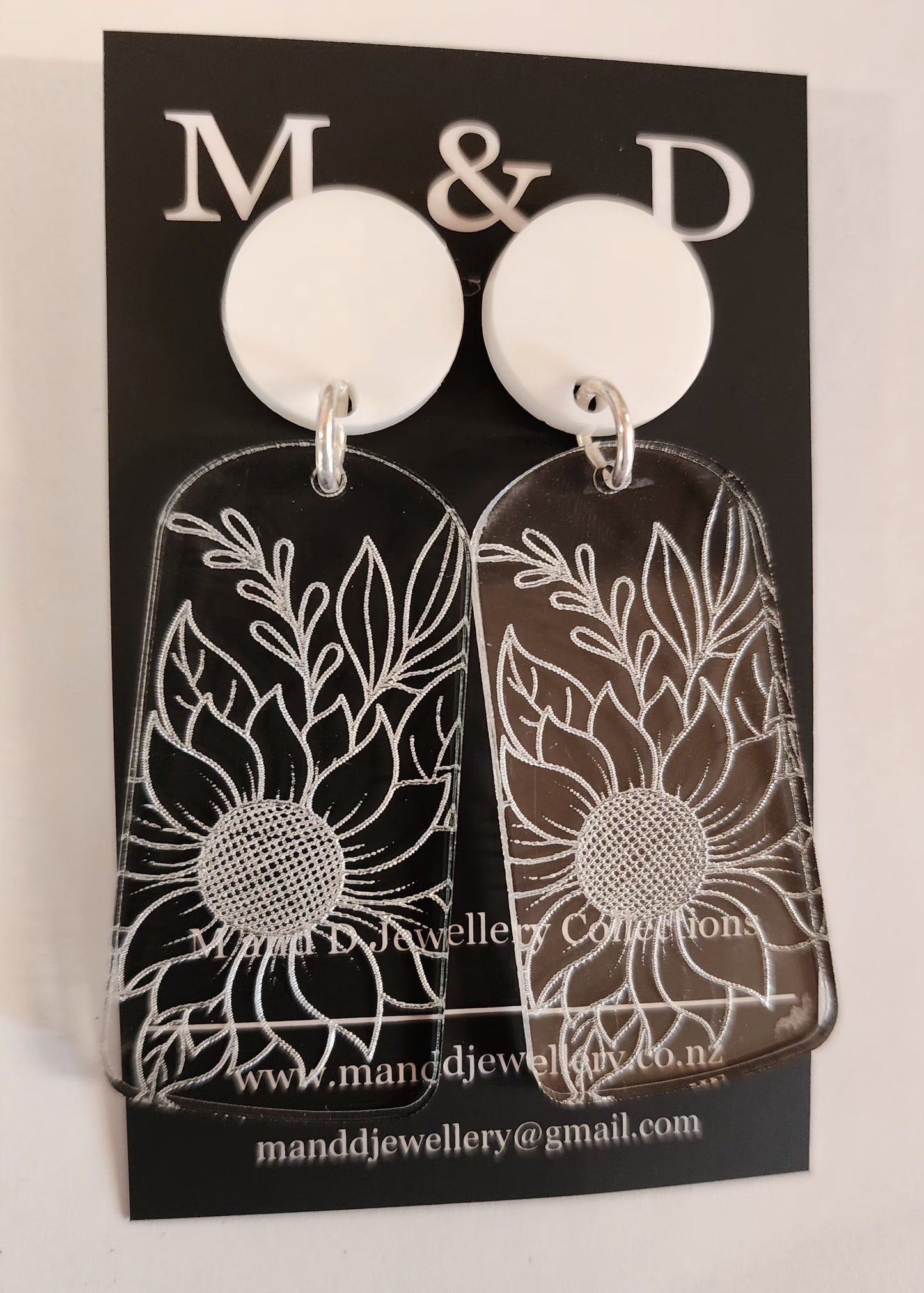 Sunflower Engraved Stud Dangles Earrings