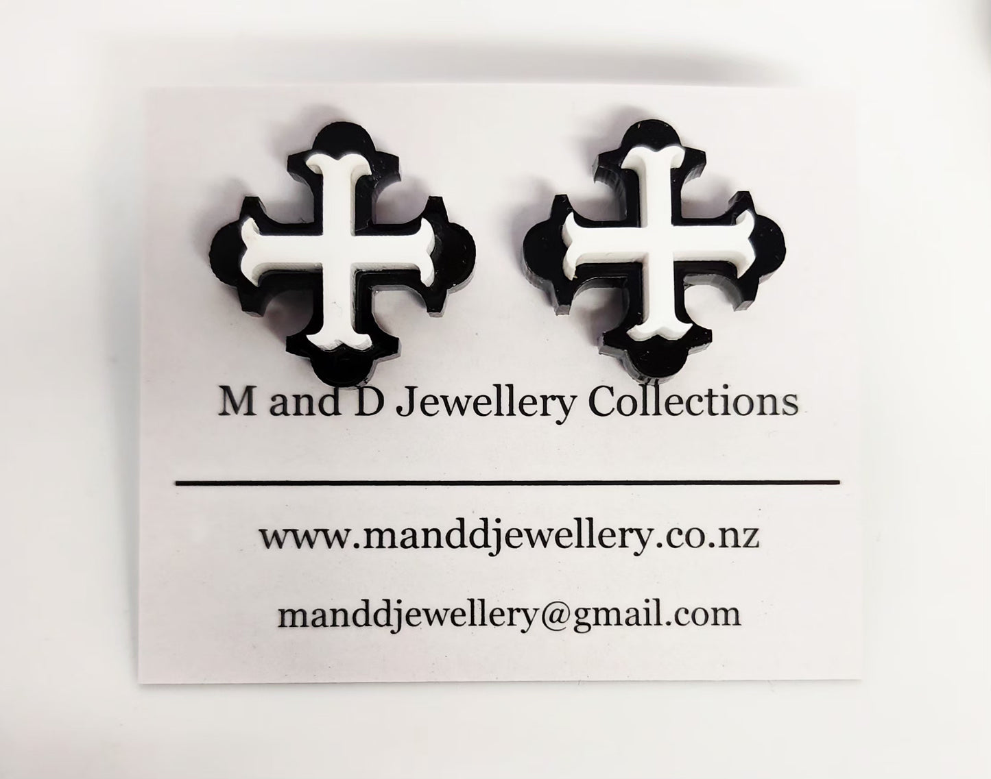 Botonee Cross with Bar Layer Statement Studs