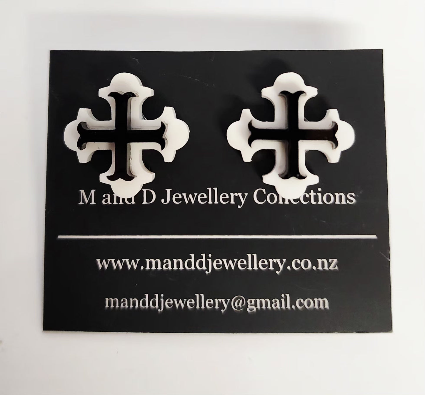 Botonee Cross with Bar Layer Statement Studs
