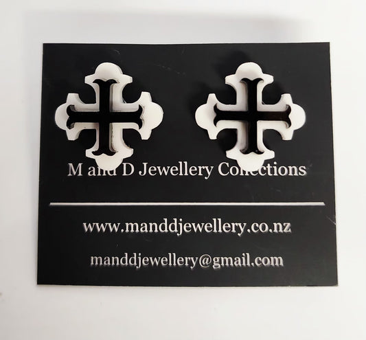 Botonee Cross with Bar Layer Statement Studs