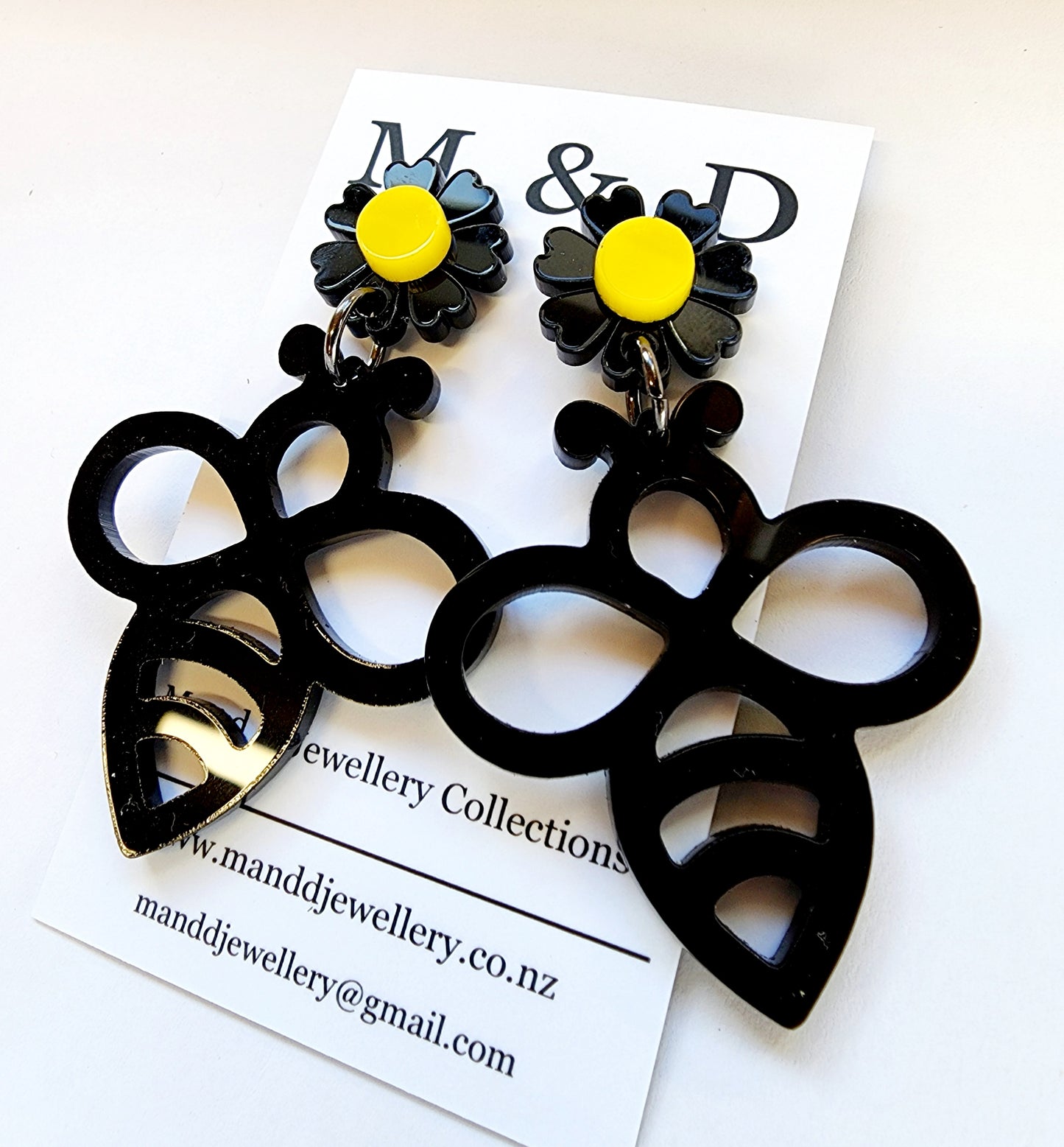 Bee with Flower Stud Dangles Earrings