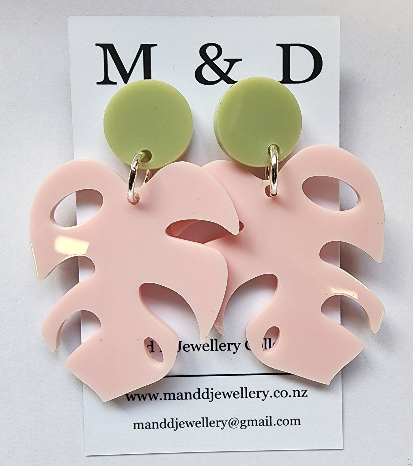 Monstera Stud Dangles Earrings