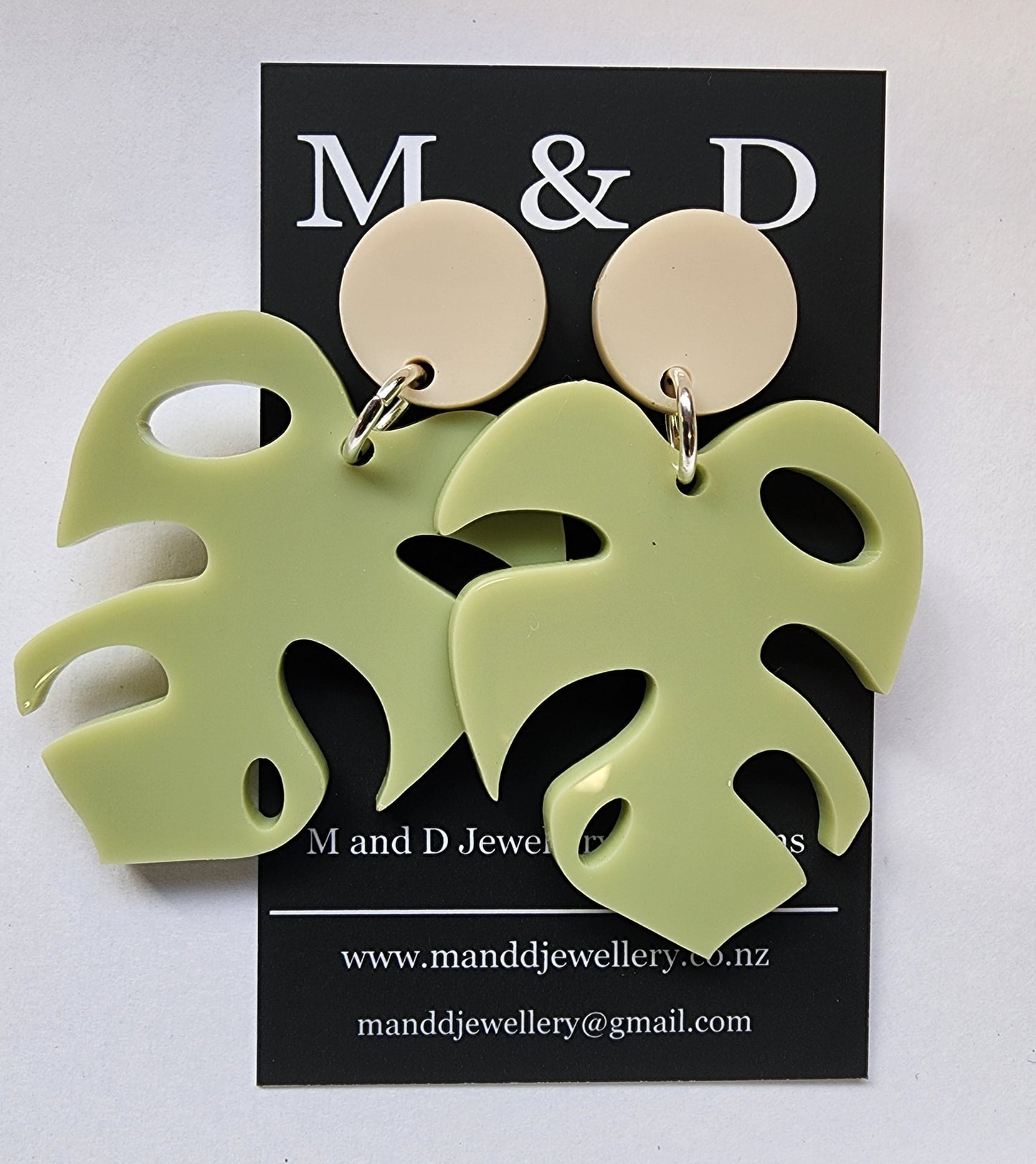 Monstera Stud Dangles Earrings