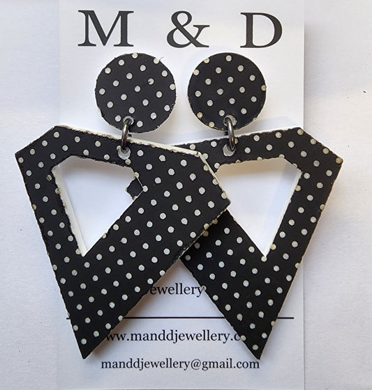 Patterned Polka Dot diamond stud dangle earrings