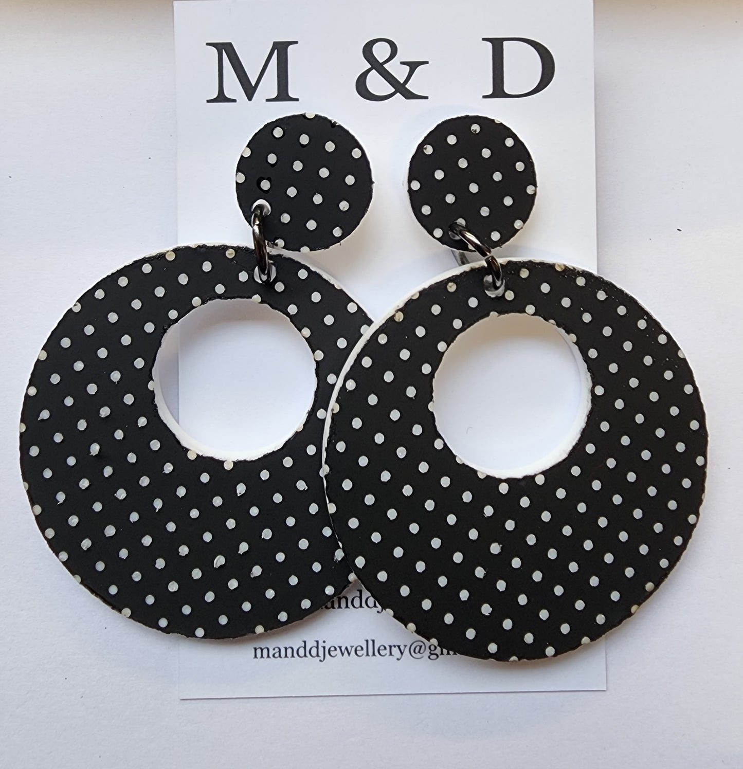 Patterned polka dot Circles Stud Dangle Earrings