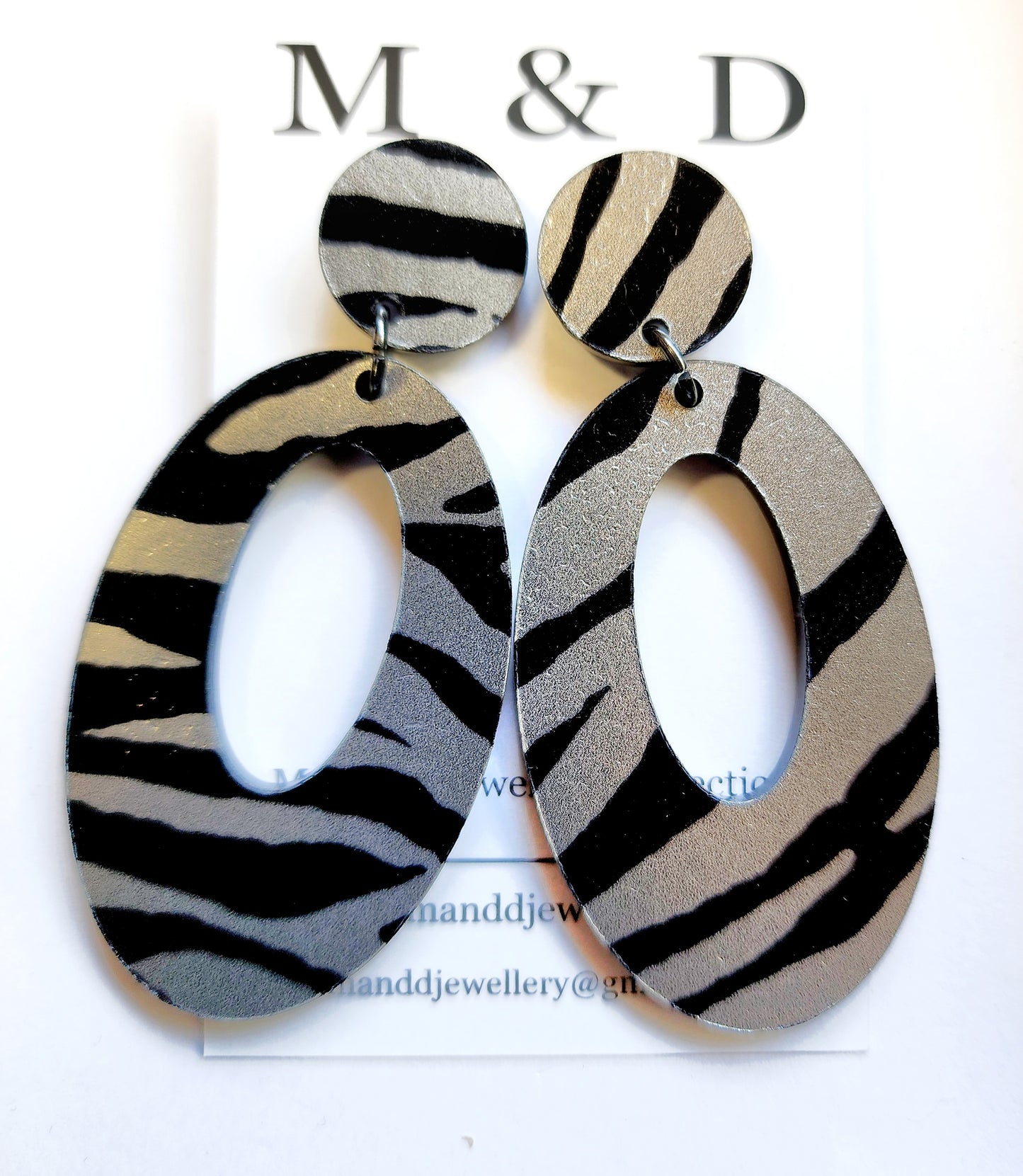 Patterned Leopard Oval Earrings Stud Dangles