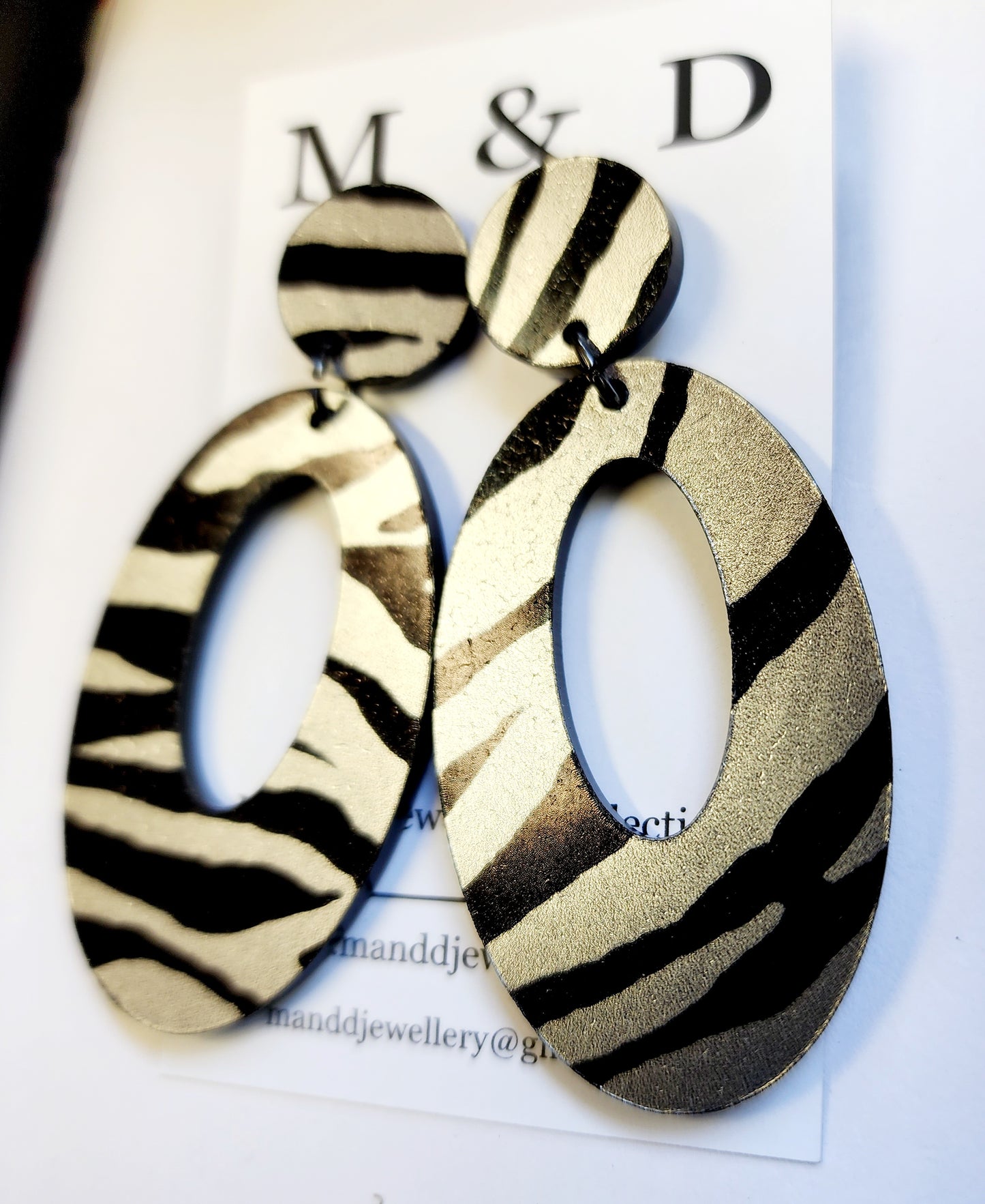 Patterned Leopard Oval Earrings Stud Dangles