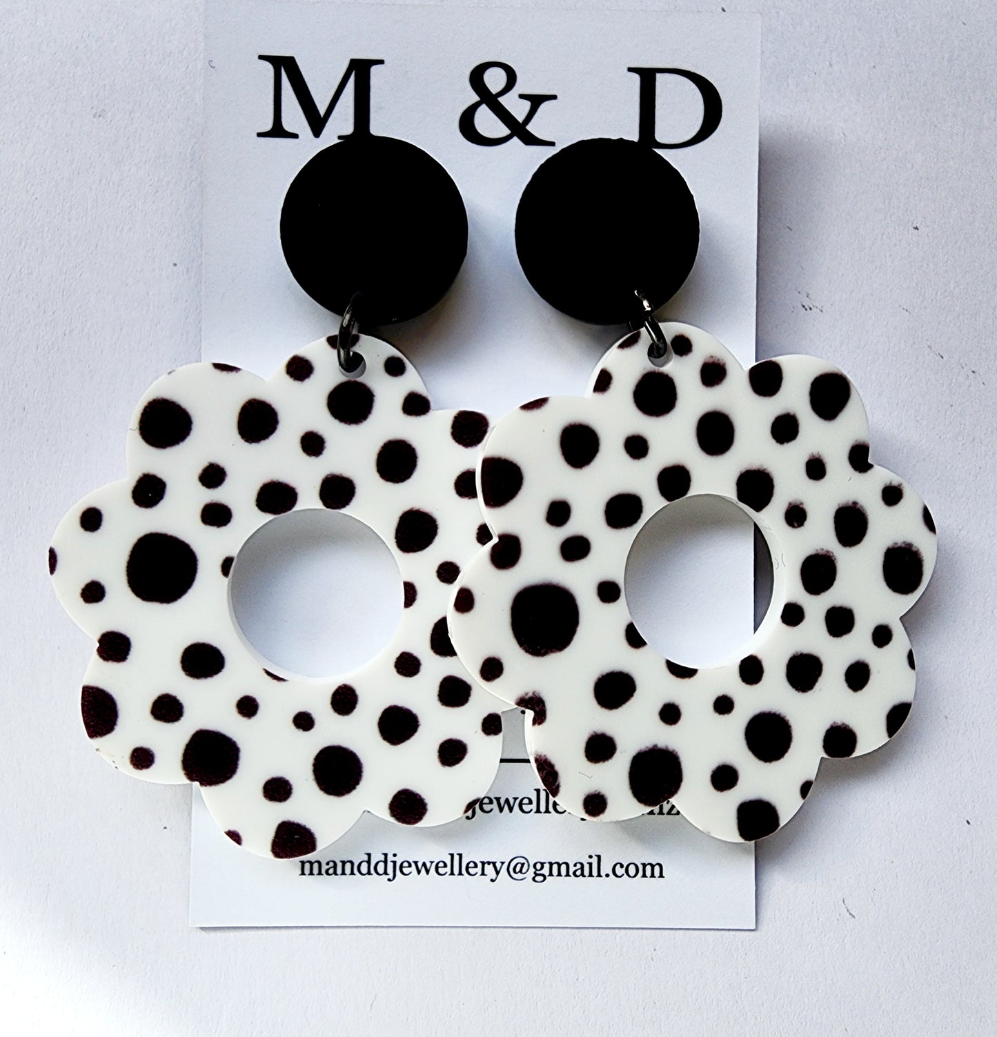 Patterned Spot Flower Power Stud Dangles Earrings