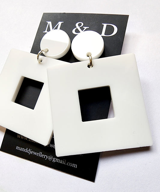 Square Stud Dangle Earrings