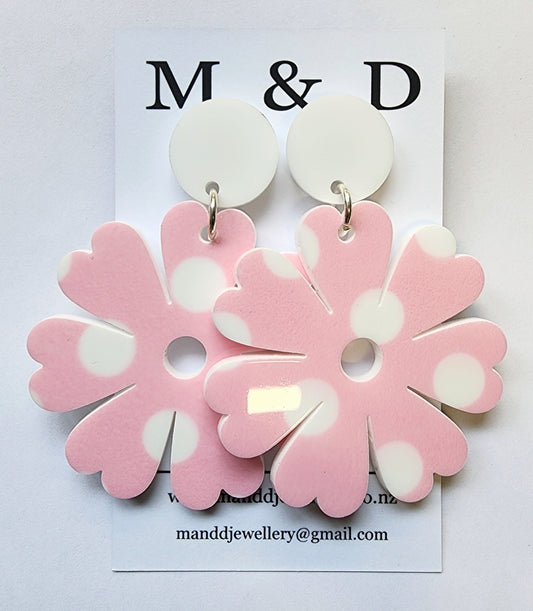 Patterned Spot Petal Stud Dangle Earrings