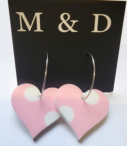 Patterned Spot Heart Hooped Earrings