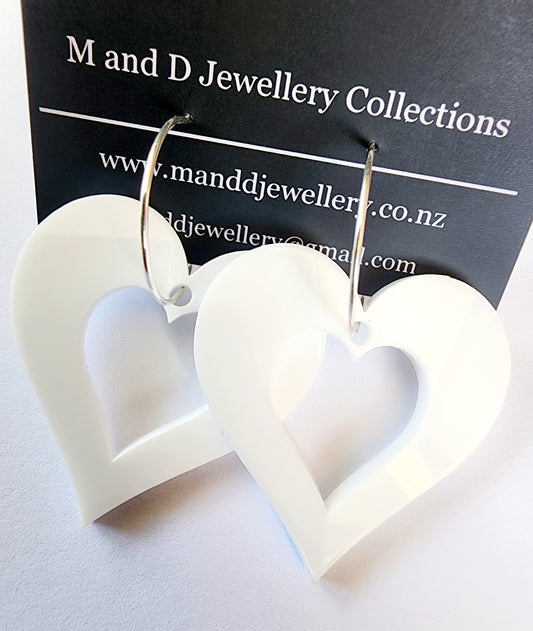 Hooped Hollow Heart Earrings