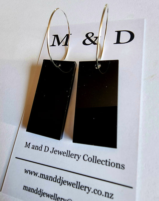 Hooped Rectangle Earrings