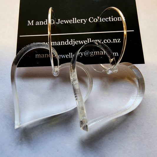 Hooped Heart Chunky Clear 6mm Earrings