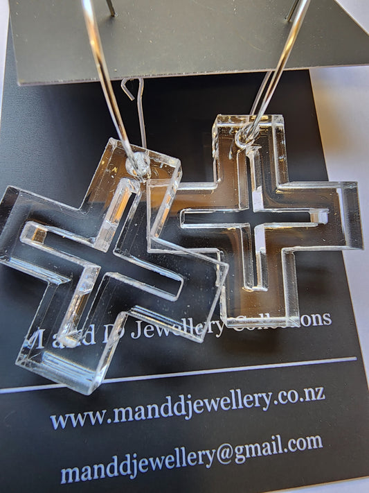 Hooped Hollow Cross Earrings