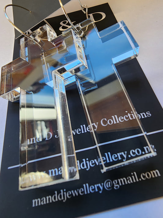 Hooped Solid Cross Earrings 6mm thick