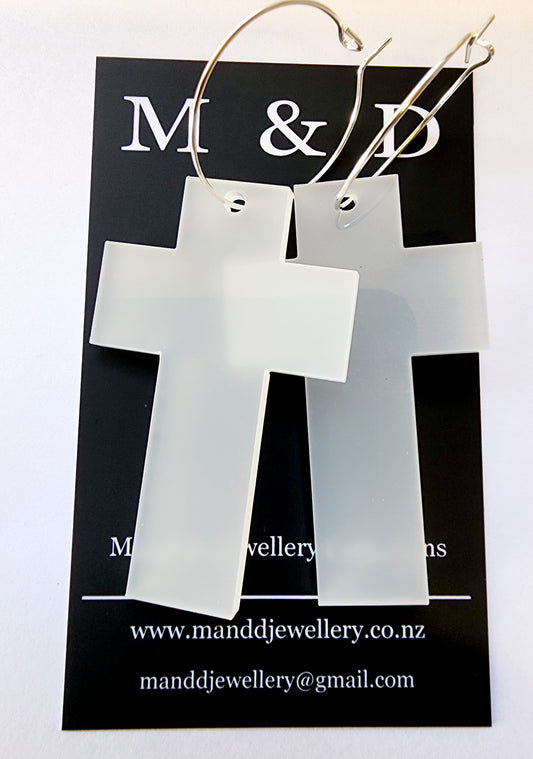 Hooped Solid Cross Earrings 3mm thick