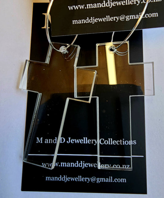 Hooped Solid Cross Earrings 3mm thick