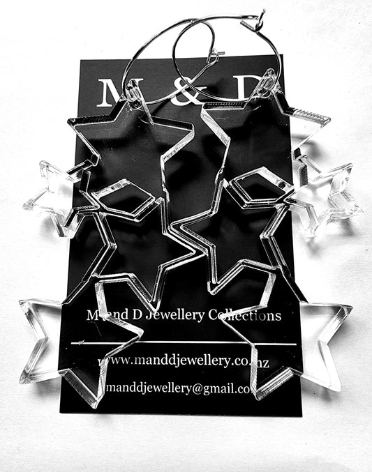 Hooped Long Star Earrings 6mm